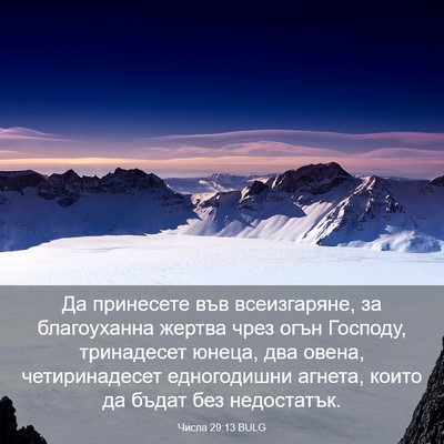 Picture 03 - Числа 29:13 BULG - Да принесете във - Bible Verse Picture