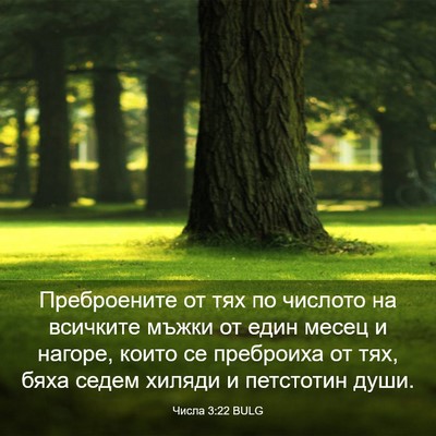 Picture 03 - Числа 3:22 BULG - Преброените от тях по - Bible Verse Picture