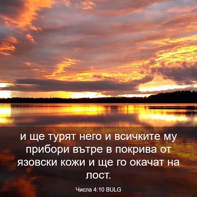 Picture 03 - Числа 4:10 BULG - и ще турят него и всичките - Bible Verse Picture