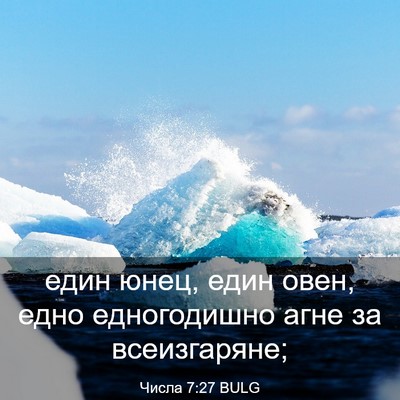 Picture 03 - Числа 7:27 BULG - един юнец, един овен, едно - Bible Verse Picture