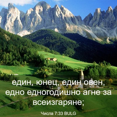 Picture 03 - Числа 7:33 BULG - един, юнец, един овен, едно - Bible Verse Picture
