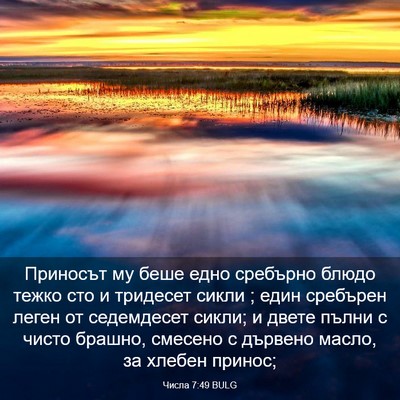 Picture 03 - Числа 7:49 BULG - Приносът му беше едно - Bible Verse Picture