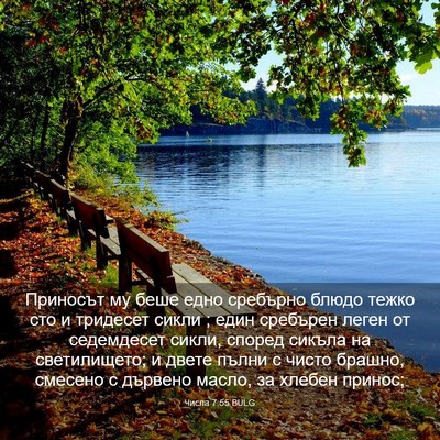 Picture 03 - Числа 7:55 BULG - Приносът му беше едно - Bible Verse Picture