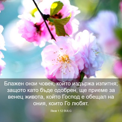 Picture 03 - Яков 1:12 BULG - Блажен онзи човек, който - Bible Verse Picture