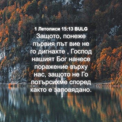 Picture 04 - 1 Летописи 15:13 BULG - Защото, понеже първия път - Bible Verse Picture