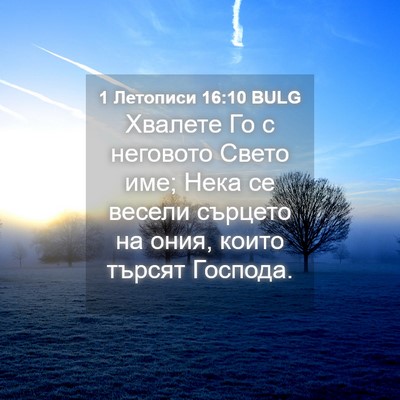 Picture 04 - 1 Летописи 16:10 BULG - Хвалете Го с неговото - Bible Verse Picture