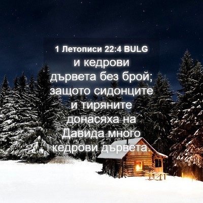 Picture 04 - 1 Летописи 22:4 BULG - и кедрови дървета без брой; - Bible Verse Picture