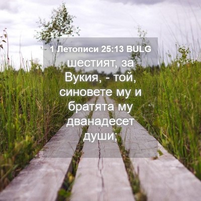 Picture 04 - 1 Летописи 25:13 BULG - шестият, за Вукия, - той, - Bible Verse Picture
