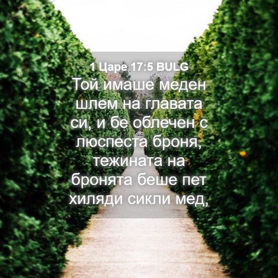 Picture 04 - 1 Царе 17:5 BULG - Той имаше меден шлем на - Bible Verse Picture