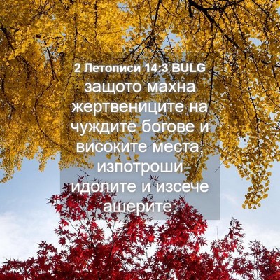 Picture 04 - 2 Летописи 14:3 BULG - защото махна жертвениците - Bible Verse Picture
