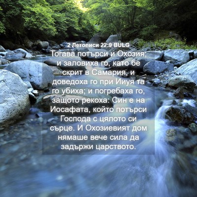 Picture 04 - 2 Летописи 22:9 BULG - Тогава потърси и Охозия; и - Bible Verse Picture