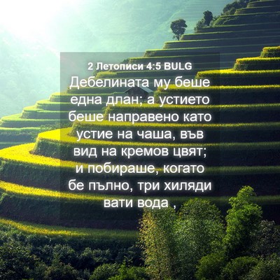 Picture 04 - 2 Летописи 4:5 BULG - Дебелината му беше една - Bible Verse Picture