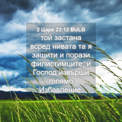Picture 04 - 2 Царе 23:12 BULG - той застана всред нивата - Bible Verse Picture