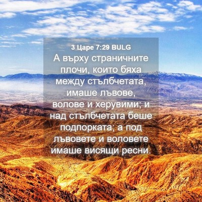 Picture 04 - 3 Царе 7:29 BULG - А върху страничните плочи, - Bible Verse Picture