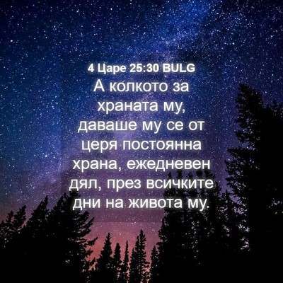 Picture 04 - 4 Царе 25:30 BULG - А колкото за храната му, - Bible Verse Picture