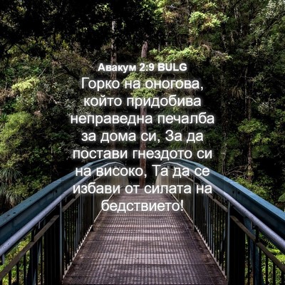 Picture 04 - Авакум 2:9 BULG - Горко на оногова, който - Bible Verse Picture