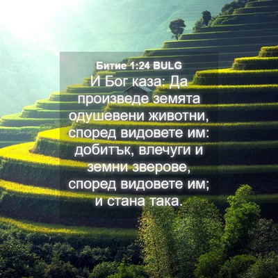 Picture 04 - Битие 1:24 BULG - И Бог каза: Да произведе - Bible Verse Picture
