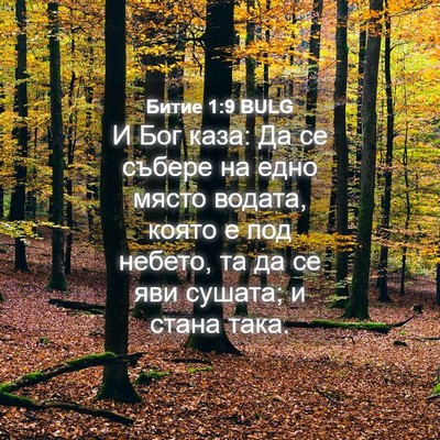 Picture 04 - Битие 1:9 BULG - И Бог каза: Да се събере на - Bible Verse Picture