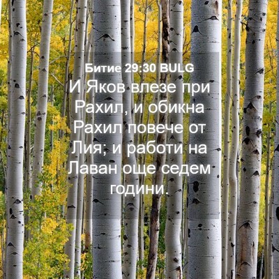 Picture 04 - Битие 29:30 BULG - И Яков влезе при Рахил, и - Bible Verse Picture