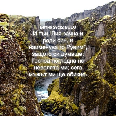 Picture 04 - Битие 29:32 BULG - И тъй, Лия зачна и роди син, - Bible Verse Picture