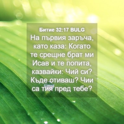 Picture 04 - Битие 32:17 BULG - На първия заръча, като - Bible Verse Picture