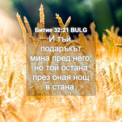 Picture 04 - Битие 32:21 BULG - И тъй, подаръкът мина пред - Bible Verse Picture