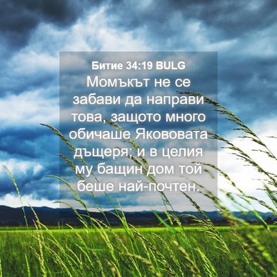 Picture 04 - Битие 34:19 BULG - Момъкът не се забави да - Bible Verse Picture