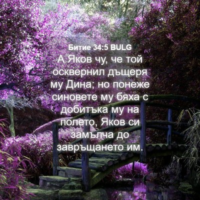 Picture 04 - Битие 34:5 BULG - А Яков чу, че той осквернил - Bible Verse Picture