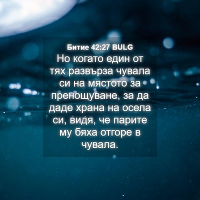 Picture 04 - Битие 42:27 BULG - Но когато един от тях - Bible Verse Picture