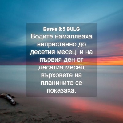 Picture 04 - Битие 8:5 BULG - Водите намаляваха - Bible Verse Picture