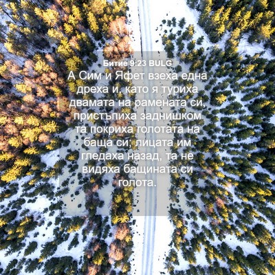 Picture 04 - Битие 9:23 BULG - А Сим и Яфет взеха една - Bible Verse Picture