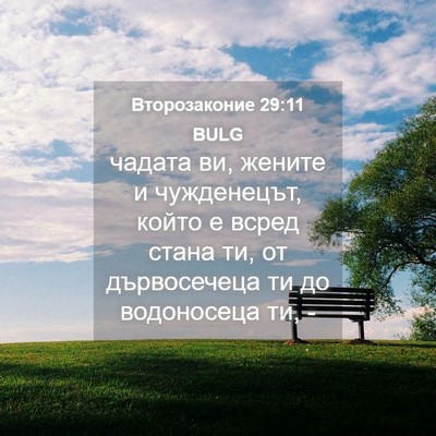 Picture 04 - Второзаконие 29:11 BULG - чадата ви, жените и - Bible Verse Picture