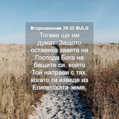 Picture 04 - Второзаконие 29:25 BULG - Тогава ще им думат: Защото - Bible Verse Picture