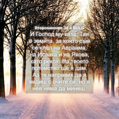 Picture 04 - Второзаконие 34:4 BULG - И Господ му каза: Тая е - Bible Verse Picture