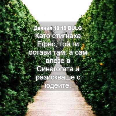 Picture 04 - Деяния 18:19 BULG - Като стигнаха Ефес, той ги - Bible Verse Picture