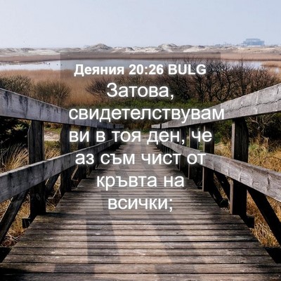 Picture 04 - Деяния 20:26 BULG - Затова, свидетелствувам ви - Bible Verse Picture