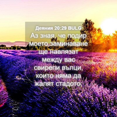 Picture 04 - Деяния 20:29 BULG - Аз зная, че подир моето - Bible Verse Picture
