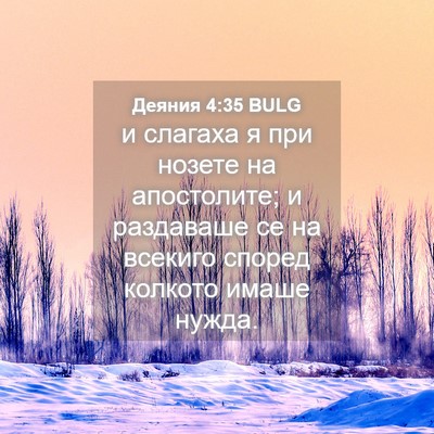 Picture 04 - Деяния 4:35 BULG - и слагаха я при нозете на - Bible Verse Picture