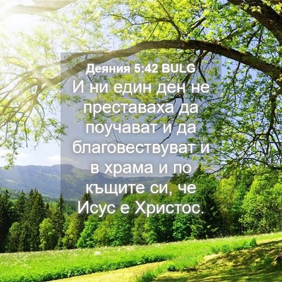 Picture 04 - Деяния 5:42 BULG - И ни един ден не преставаха - Bible Verse Picture