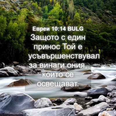 Picture 04 - Евреи 10:14 BULG - Защото с един принос Той е - Bible Verse Picture