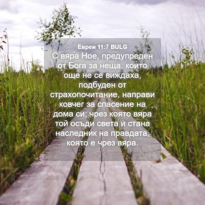 Picture 04 - Евреи 11:7 BULG - С вяра Ное, предупреден от - Bible Verse Picture