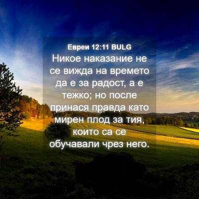 Picture 04 - Евреи 12:11 BULG - Никое наказание не се - Bible Verse Picture