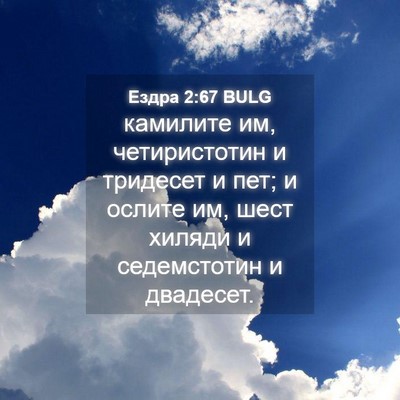 Picture 04 - Ездра 2:67 BULG - камилите им, четиристотин - Bible Verse Picture