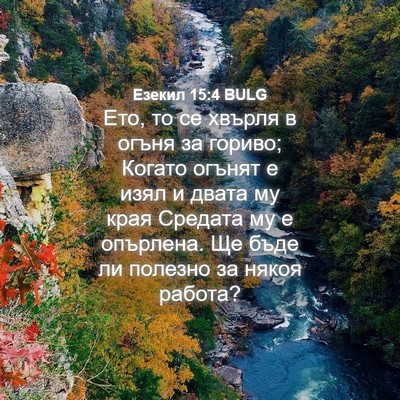 Picture 04 - Езекил 15:4 BULG - Ето, то се хвърля в огъня за - Bible Verse Picture