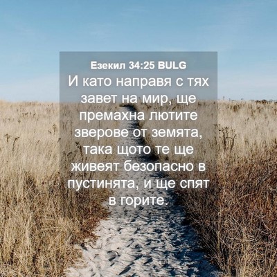 Picture 04 - Езекил 34:25 BULG - И като направя с тях завет - Bible Verse Picture