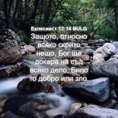 Picture 04 - Еклесиаст 12:14 BULG - Защото, относно всяко - Bible Verse Picture