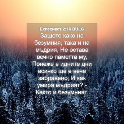 Picture 04 - Еклесиаст 2:16 BULG - Защото како на безумния, - Bible Verse Picture