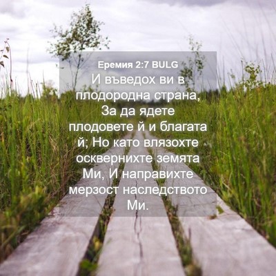 Picture 04 - Еремия 2:7 BULG - И въведох ви в плодородна - Bible Verse Picture