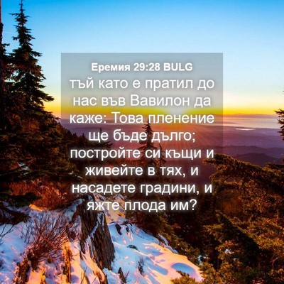 Picture 04 - Еремия 29:28 BULG - тъй като е пратил до нас - Bible Verse Picture