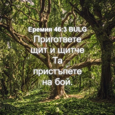 Picture 04 - Еремия 46:3 BULG - Пригответе щит и щитче Та - Bible Verse Picture